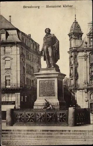 Postkarte Straßburg Straßburg Elsass Bas-Rhin, Denkmal Kléber