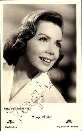 Ak Schauspielerin Margit Nünke, Portrait, Autogramm