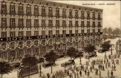 Künstler Ak Barcelona Katalonien, Hotel Oriente