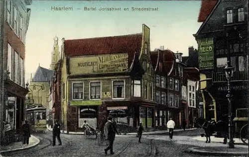 Ak Haarlem Nordholland Niederlande, Bartel Jorisstraat en Smedestraat