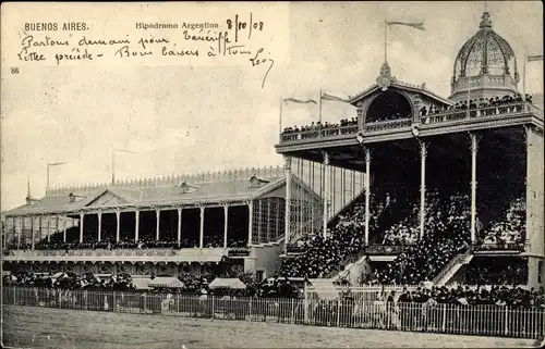Ak Buenos Aires Argentinier, Hipodromo Argentino, Pferderennbahn, Tribune