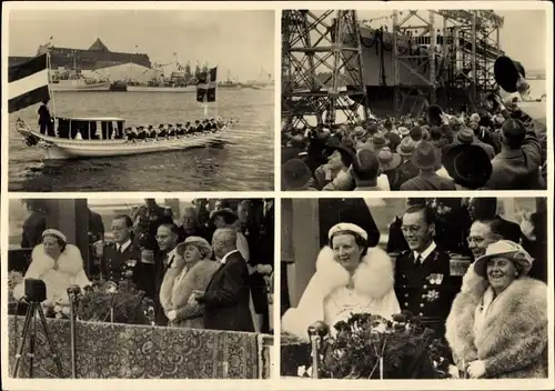 Ak Amsterdam,Tewaterlating van het MS Oranje, Juliana, 1938