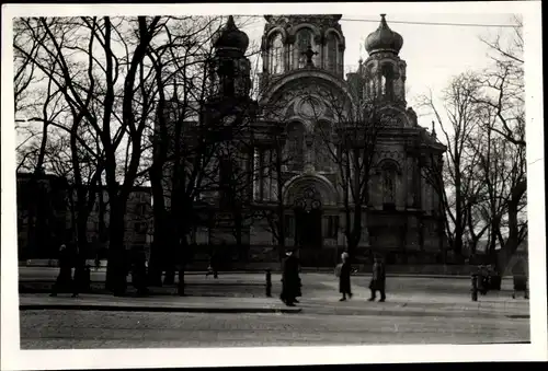 Foto Warszawa Warschau Polen, Straßenpartie mit evangelischer Kirche