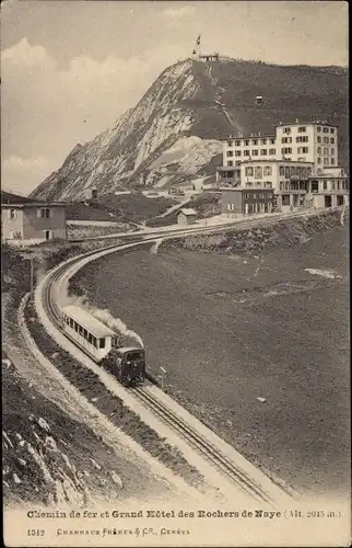 Ak Glion Montreux Kanton Waadt, Chemin de fer et Grand Hotel des Rochers de Naye