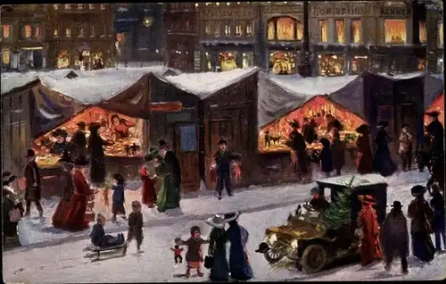 Ak Glückwunsch Weihnachten, Christmarkt, Weihnachtsmarkt, Marktstände