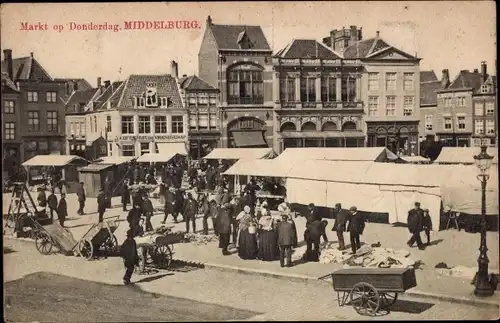 Ak Middelburg Zeeland Niederlande, Markt op Donderdag