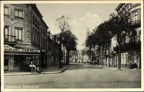 Ak Middelburg Zeeland Niederlande, Stationstraat, Restaurant Van Heijl