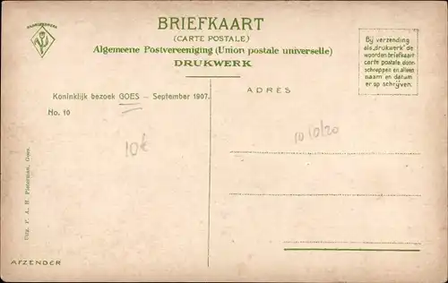 Ak Goes Zeeland Niederlande, Koninklijk bezoek September 1907