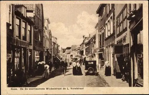 Ak Goes Zeeland Niederlande, De 2e voornaamste Winkelstraat de L. Vorststraat