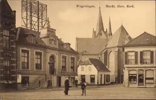 Ak Wageningen Gelderland Niederlande, Markt, Herv. Kerk