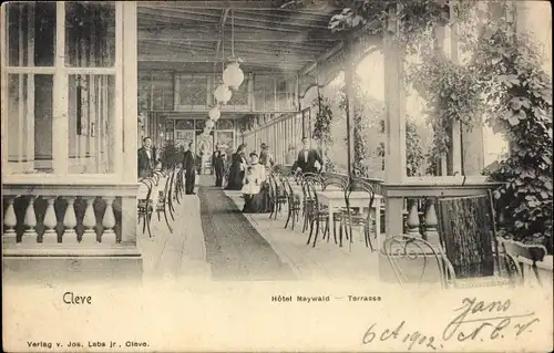 Ak Bad Cleve Kleve am Niederrhein, Hotel Maywald, Terrasse