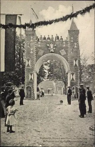 Ak Goes Zeeland Niederlande, Koninklijk bezoek September 1907, Ganzepoortstraat