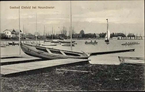 Ak Einfeld Neumünster in Holstein, Partie im Seebad, Ruderboote