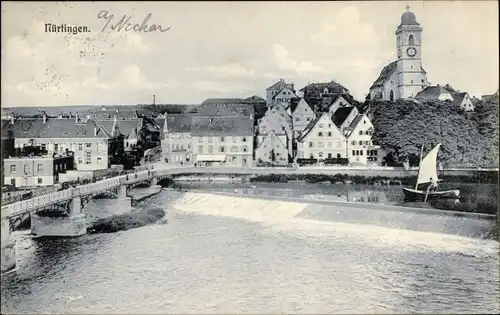 Ak Nürtingen am Neckar Württemberg, Stadtansicht, Wehr