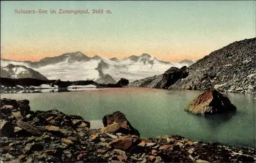 Ak Ginzling Mayrhofen Tirol, Berliner Hütte, Schwarzsee im Zemmgrund