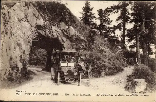 Ak Gérardmer Lothringen Vosges, Route de la Schlucht, le Tunnel de la Roche du Diable