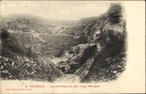 Ak Pouxeux Vosges, Les Carrieres de gros rouge, Marchal