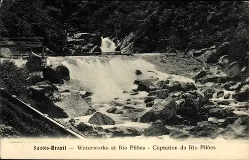 Ak Santos Brasilien, Captation du Rio Piloes, Wasserwerk