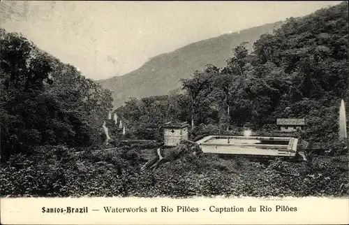 Ak Santos Brasilien, Captation du Rio Piloes, Wasserwerk