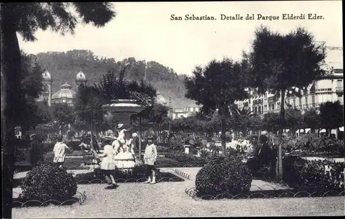 Ak San Sebastian Baskenland, Detalle del Parque Elderdi Eder