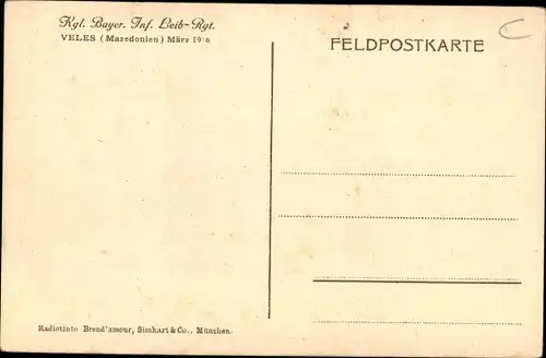 Ak Veles Mazedonien, Kgl. Bayer Inf. Leib. Regt., März 1916
