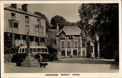 Ak Ambleside Lake District Cumbria England, Market Cross, Bus