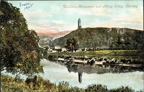 Ak Stirling Schottland, Wallace Monument and Abbey Craig