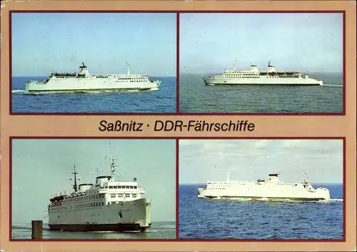 Ak Sassnitz auf der Insel Rügen, DDR Fährschiffe, Rügen, Saßnitz, Warnemünde, Rostock