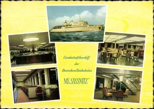 Ak Eisenbahnfährschiff MS Sassnitz, Deutsche Reichsbahn, Innenansicht