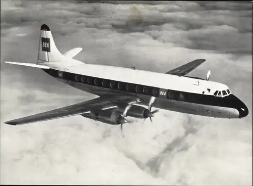 Ak Britisches Passagierflugzeug, BEA, British European Airlines Jet Prop Viscount