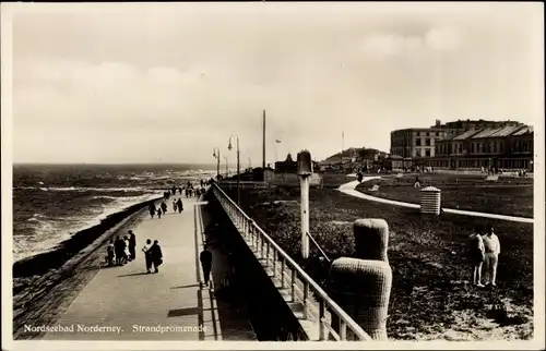 Ak Nordseebad Norderney in Ostfriesland, Strandpromenade