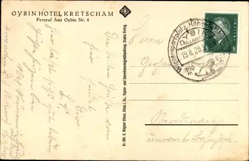 Ak Oybin Sachsen, Hotel Kretscham, Speisezimmer