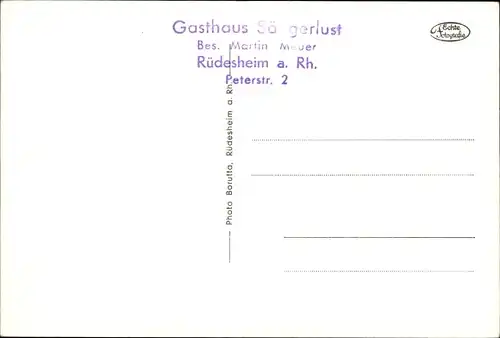 Ak Rüdesheim am Rhein, Gasthaus zur Sängerlust, Innenansicht