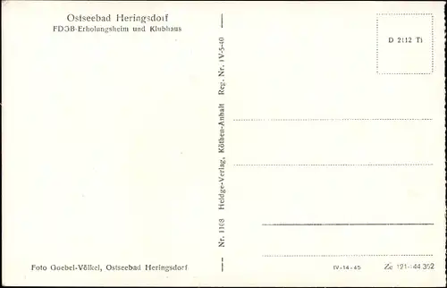 Ak Ostseebad Heringsdorf auf Usedom, FDGB Erholungsheim und Klubhaus