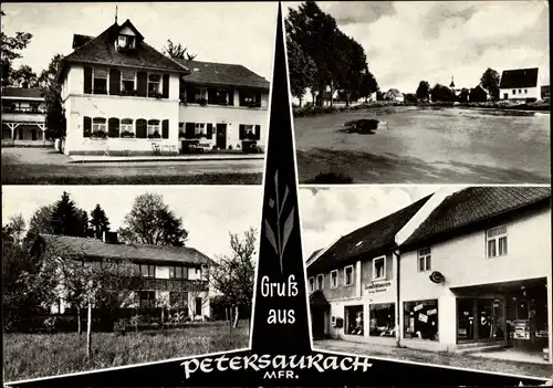 Ak Petersaurach in Mittelfranken Bayern, Teilansichten, Geschäftshaus