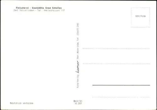 Ak Nesselröden Herleshausen in Hessen, Fleischerei Gaststätte Ernst Schalles, Fachwerkhaus, Panorama