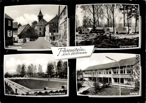 Ak Auenstein Ilsfeld in Württemberg, Kirche, Campingplatz, Schule, Schwimmbad