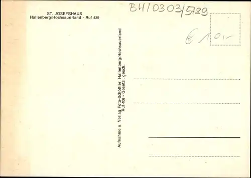 Ak Hallenberg im Sauerland, Totalansicht, St. Josefshaus