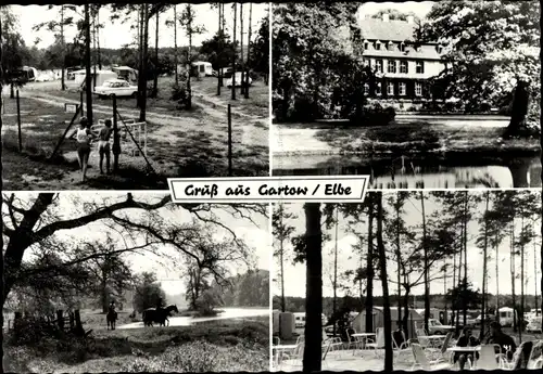 Ak Gartow in Niedersachsen, Campingplatz, Ausritt, Wasserpartie