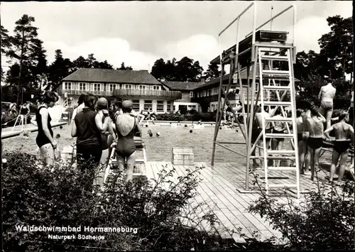 Ak Hermannsburg Südheide in der Lüneburger Heide, Waldschwimmbad