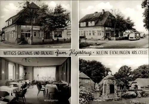 Ak Eicklingen in der Lüneburger Heide, Gasthaus zum Jägerkrug, Inh. Wittig, Hauptstraße, Dorfpartie