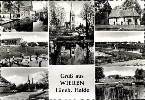 Ak Wieren Wrestedt Lüneburger Heider, Kirche, Freibad