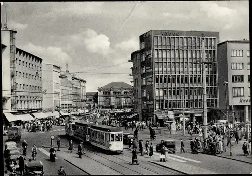 Ak Hannover in Niedersachsen, Am Kröpcke mit Bahnhofstraße und Hauptbahnhof