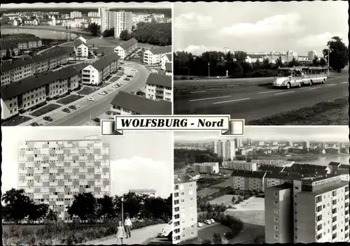 Ak Wolfsburg in Niedersachsen, Nord-Stadt, Straßenansichten, Hochhäuser