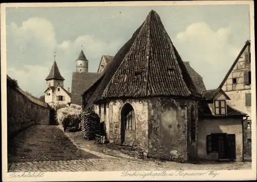 Ak Dinkelsbühl in Mittelfranken, Dreikönigskapelle, Kapuzinerweg