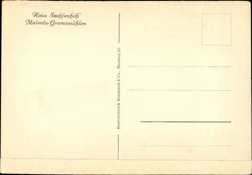 Ak Gremsmühlen Malente in Ostholstein, Haus Sachsenhöh, Waldhalle