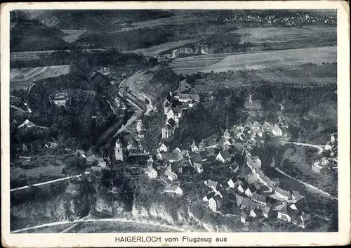 Ak Haigerloch im Zollernalbkreis, Ortsansicht vom Flugzeug aus