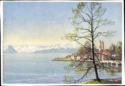 Künstler Ak Munding, A., Lindau am Bodensee Schwaben, Panorama