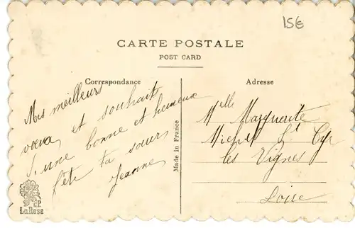 Seidenstick Ak Violette Blume, Kitsch