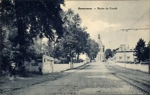 Ak Bon Secours Bonsecours Péruwelz Hennegau, Route de Conde